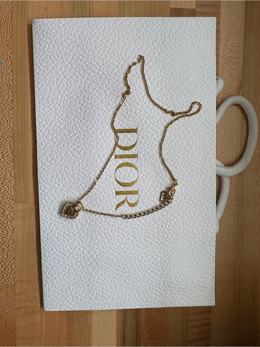 Vintage Dior Rhinestone Heart Necklace + Dior Paper Shopping Bag - Picture 2 of 9